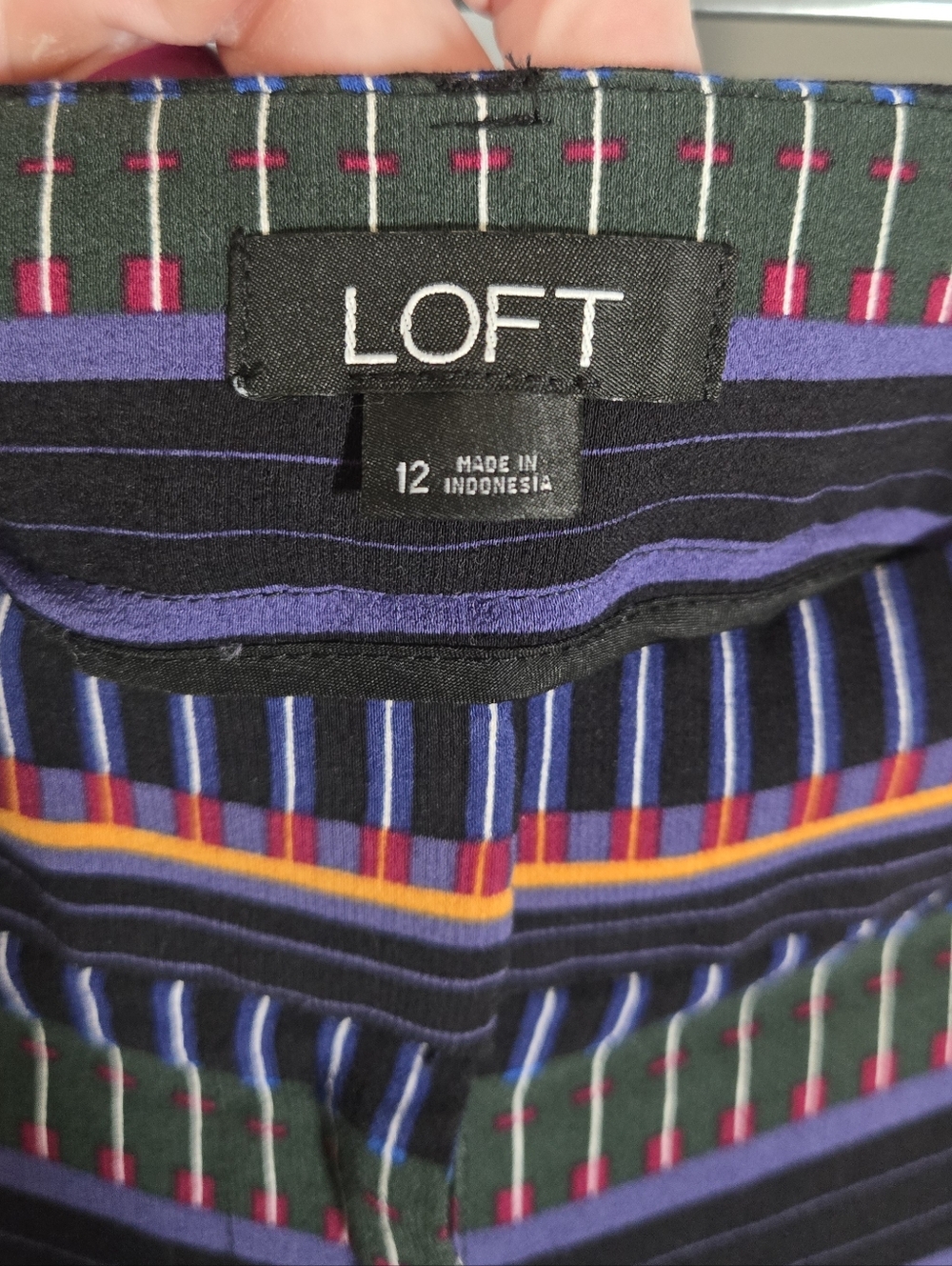 LOFT Striped Wide Leg Cropped Trousers Size 12 High Rise Work Pants Chic - Picture 7 of 8